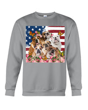 Load image into Gallery viewer, Bull Dogs USA Flag And Butterfly Pattern Gift For Dog Lovers Sweatshirt
