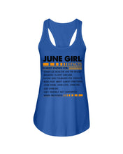 Load image into Gallery viewer, June Girl Facts Very Friendly But Dangerous Custom Design Ladies Flowy Tank
