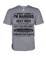 Load image into Gallery viewer, I'm Married To    June    Freaking Sexy Wife Trending For Birthday Gift Guys V-Neck
