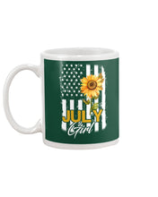 Load image into Gallery viewer, Birthday Gift For July Girl American Flag With Sunflower Mug
