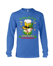 Load image into Gallery viewer, Baseball Drink Beer Day St Patrick's Day Gift For Baseball Lovers Unisex Long Sleeve
