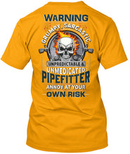Load image into Gallery viewer, Grumpy Sarcastic Unpredictable Unmedicated Pipe Fitter Guys Tee
