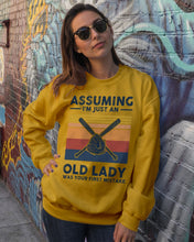 Load image into Gallery viewer, Assuming I;m Just An Old Lady Was Your First Mistake Gift For Softball Lovers Sweatshirt
