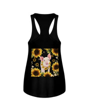 Load image into Gallery viewer, Beautiful Pig With Sunflowers Gift For Pig Lovers Ladies Flowy Tank

