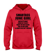 Load image into Gallery viewer, Birthday Gift For Smartass June GirlHeart On Her Sleeve Hoodie
