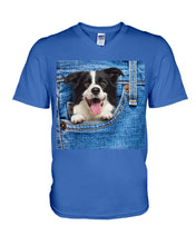 Load image into Gallery viewer, Border Collie In Denim Pocket Gift For Dog Lovers Guys V-Neck

