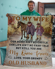 Load image into Gallery viewer, Cowboy Our Home Ain't No Castle Grumpy Old Husband Gift For Wife Sherpa Blanket
