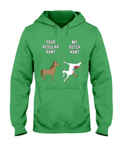 Load image into Gallery viewer, Funny Unicorn Difference Between Your Regular Aunt And My Dutch Aunt Hoodie
