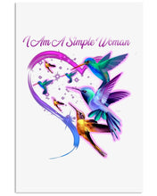Load image into Gallery viewer, Hummingbirds Heart Shaped I Am A Simple Woman Gift For Mom Vertical Poster
