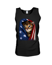 Load image into Gallery viewer, Lovely Tote Bag Cat In American Flag Gift For Cat Lovers Unisex Tank Top
