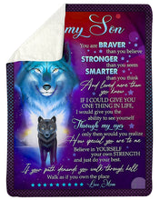 Load image into Gallery viewer, If I Could Give You One Thing Black Wolf Reflection Mama Gift For Son Sherpa Blanket
