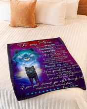 Load image into Gallery viewer, If I Could Give You One Thing Black Wolf Reflection Mama Gift For Son Fleece Blanket
