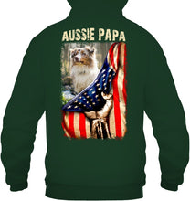 Load image into Gallery viewer, Aussie Papa America Flag Unique Custom Design For Dog Lovers Hoodie
