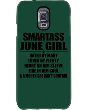 Load image into Gallery viewer, Birthday Gift For Smartass June GirlHeart On Her Sleeve Phone case
