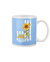 Load image into Gallery viewer, Birthday Gift For July Girl American Flag With Sunflower Mug
