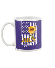 Load image into Gallery viewer, Birthday Gift For July Girl American Flag With Sunflower Mug
