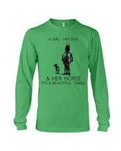 Load image into Gallery viewer, A Girl Her Dog Her Horse It's A Beautiful Thing Unisex Long Sleeve

