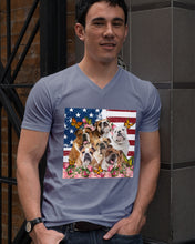 Load image into Gallery viewer, Bull Dogs USA Flag And Butterfly Pattern Gift For Dog Lovers Guys V-Neck
