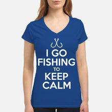 Load image into Gallery viewer, I Go Fishing To Keep Calm Gift For Fishing Lovers Ladies V-Neck
