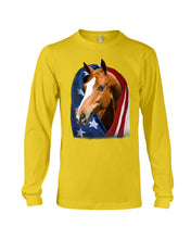 Load image into Gallery viewer, Horse Covered Into USA Flag Meaningful Gift For Men Unisex Long Sleeve
