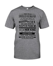 Load image into Gallery viewer, Gift For Husband I'm The Property Of A Freaking Awesome Wife Who Was Born In September Guys Tee
