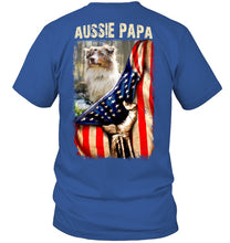 Load image into Gallery viewer, Aussie Papa America Flag Unique Custom Design For Dog Lovers Guys V-Neck
