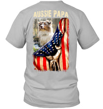 Load image into Gallery viewer, Aussie Papa America Flag Unique Custom Design For Dog Lovers Guys Tee
