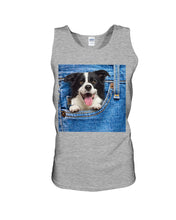 Load image into Gallery viewer, Border Collie In Denim Pocket Gift For Dog Lovers Unisex Tank Top
