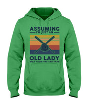Load image into Gallery viewer, Assuming I;m Just An Old Lady Was Your First Mistake Gift For Softball Lovers Hoodie
