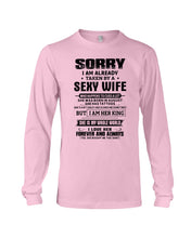 Load image into Gallery viewer, Gift For Husband Taken By An August Sexy Wife Who Happens To Cuss A Lot Unisex Long Sleeve
