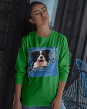 Load image into Gallery viewer, Border Collie In Denim Pocket Gift For Dog Lovers Unisex Long Sleeve
