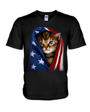 Load image into Gallery viewer, Lovely Tote Bag Cat In American Flag Gift For Cat Lovers Guys V-Neck
