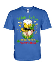 Load image into Gallery viewer, Baseball Drink Beer Day St Patrick's Day Gift For Baseball Lovers Guys V-Neck
