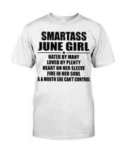 Load image into Gallery viewer, Birthday Gift For Smartass June GirlHeart On Her Sleeve Guys Tee
