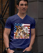 Load image into Gallery viewer, Bull Dogs USA Flag And Butterfly Pattern Gift For Dog Lovers Guys V-Neck
