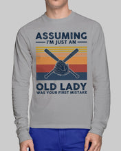 Load image into Gallery viewer, Assuming I;m Just An Old Lady Was Your First Mistake Gift For Softball Lovers Unisex Long Sleeve
