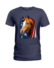 Load image into Gallery viewer, Horse Covered Into USA Flag Meaningful Gift For Men Ladies Tee
