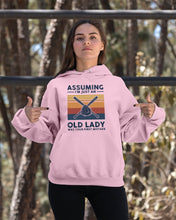 Load image into Gallery viewer, Assuming I;m Just An Old Lady Was Your First Mistake Gift For Softball Lovers Hoodie
