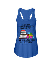 Load image into Gallery viewer, A Woman Cannot Survive On Book Alone She Also Needs Yarn Trending Ladies Flowy Tank
