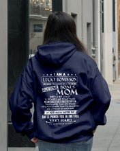 Load image into Gallery viewer, I Am A Lucky Bonus Son Because I'm Raised By A Freaking Awesome Mom Hoodie
