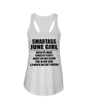 Load image into Gallery viewer, Birthday Gift For Smartass June GirlHeart On Her Sleeve Ladies Flowy Tank

