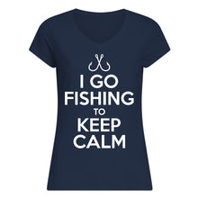 Load image into Gallery viewer, I Go Fishing To Keep Calm Gift For Fishing Lovers Ladies V-Neck
