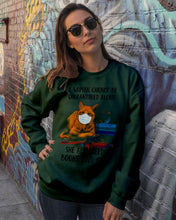 Load image into Gallery viewer, Cute Phone Case Gift For Books And Cats Lovers A Woman Cannot Be Quarantined Alone Sweatshirt
