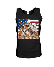 Load image into Gallery viewer, Bull Dogs USA Flag And Butterfly Pattern Gift For Dog Lovers Unisex Tank Top
