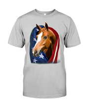 Load image into Gallery viewer, Horse Covered Into USA Flag Meaningful Gift For Men Guys Tee
