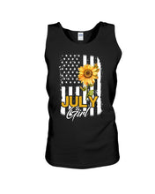 Load image into Gallery viewer, Birthday Gift For July Girl American Flag With Sunflower Unisex Tank Top
