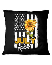 Load image into Gallery viewer, Birthday Gift For July Girl American Flag With Sunflower Pillow Cover
