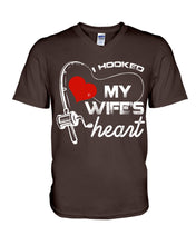Load image into Gallery viewer, I Hooked My Wifes Heart Gift For Fishing Lovers Guys V-Neck
