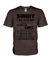 Load image into Gallery viewer, I'm Already Taken By A Sexy And Crazy Girl She Was Born In December Guys V-Neck
