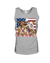 Load image into Gallery viewer, Bull Dogs USA Flag And Butterfly Pattern Gift For Dog Lovers Unisex Tank Top
